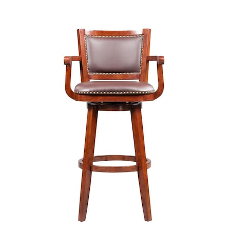 Boraam 34 in. Broadmoor Swivel Extra Tall Bar Stool, Cherry 51934